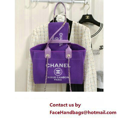 chanel Mixed Fibers, Calfskin  &  Gold-Tone Metal shopping bag purple 2024